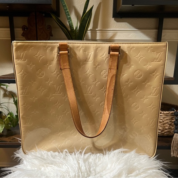 Authentic Louis Vuitton Vernis Columbus Shoulder Tote Bag Beige Vintage - Picture 2 of 15